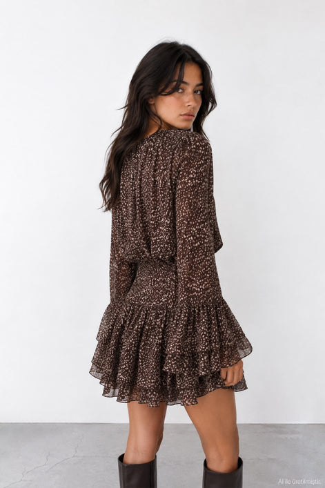 Tie-Front Leopard Dress