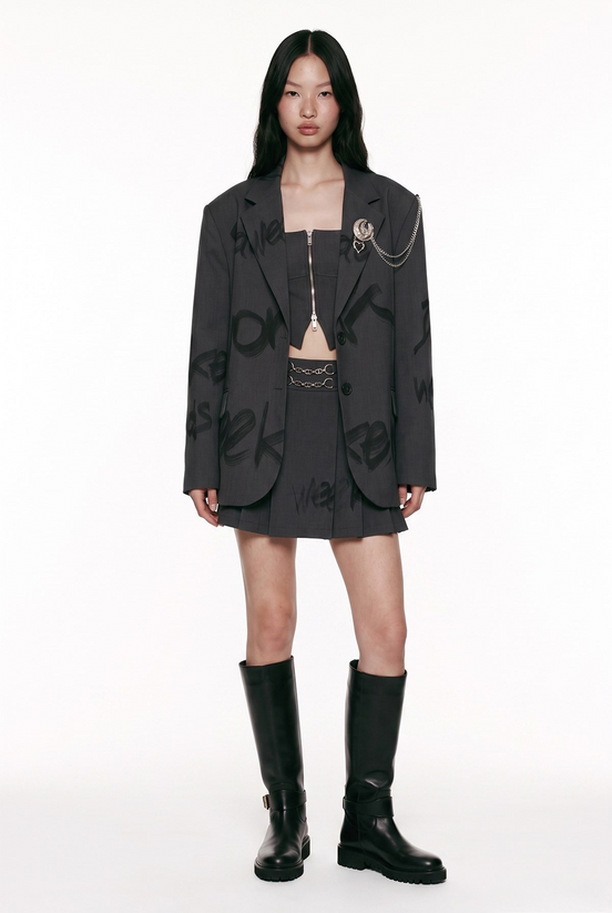 Graphic Chain-Detail Blazer