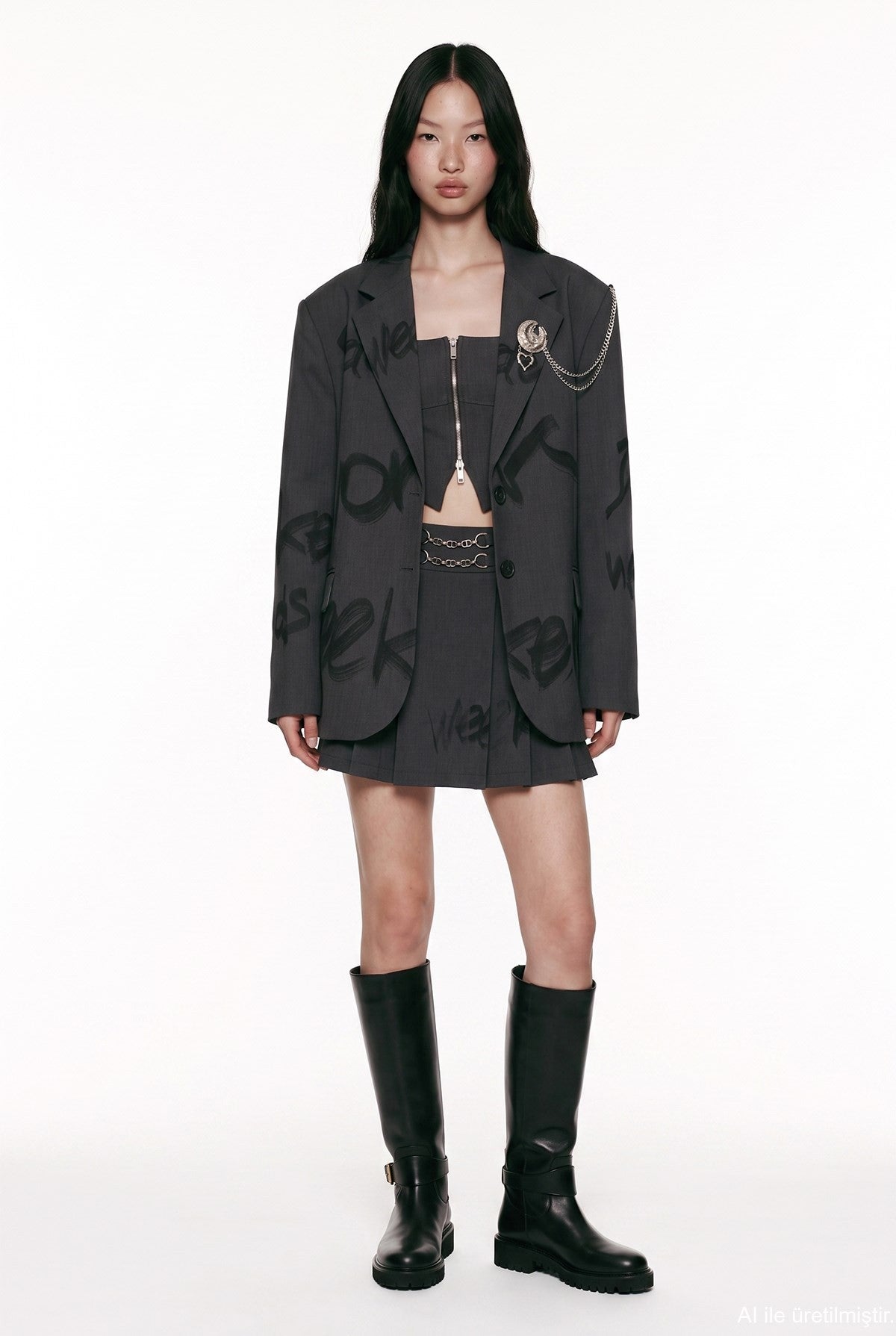 Graphic Chain-Detail Blazer