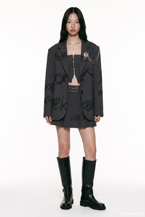 Graphic Chain-Detail Blazer