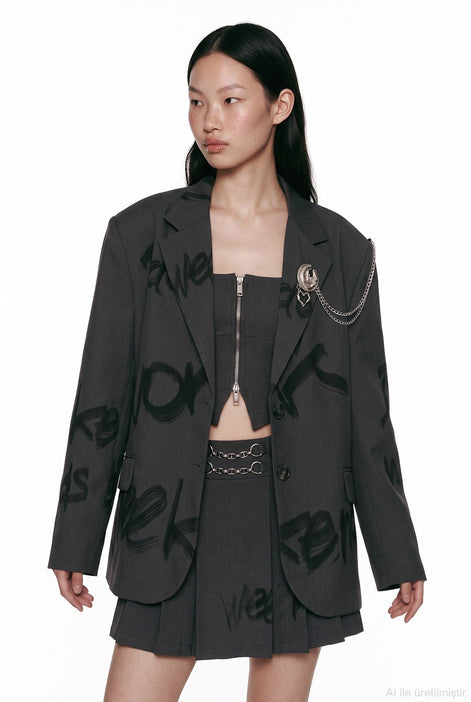 Graphic Chain-Detail Blazer