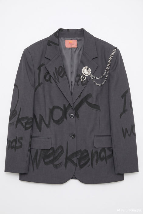 Graphic Chain-Detail Blazer