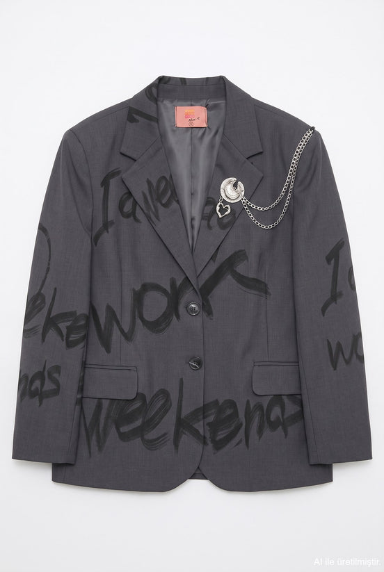 Graphic Chain-Detail Blazer
