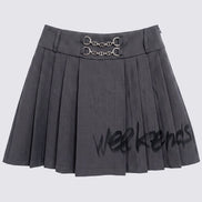 Pleated Graphic Mini Skirt