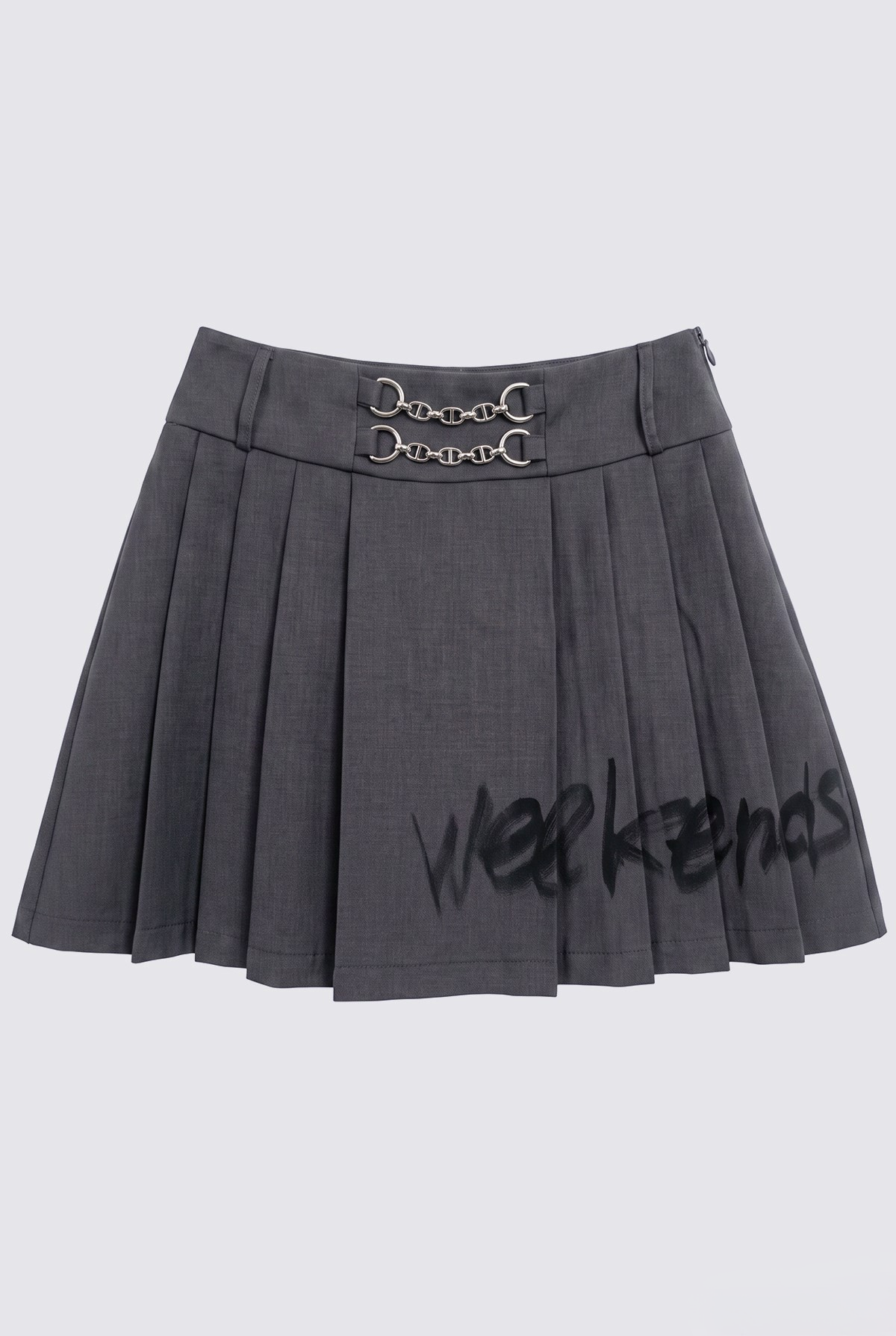 Pleated Graphic Mini Skirt