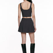 Pleated Graphic Mini Skirt