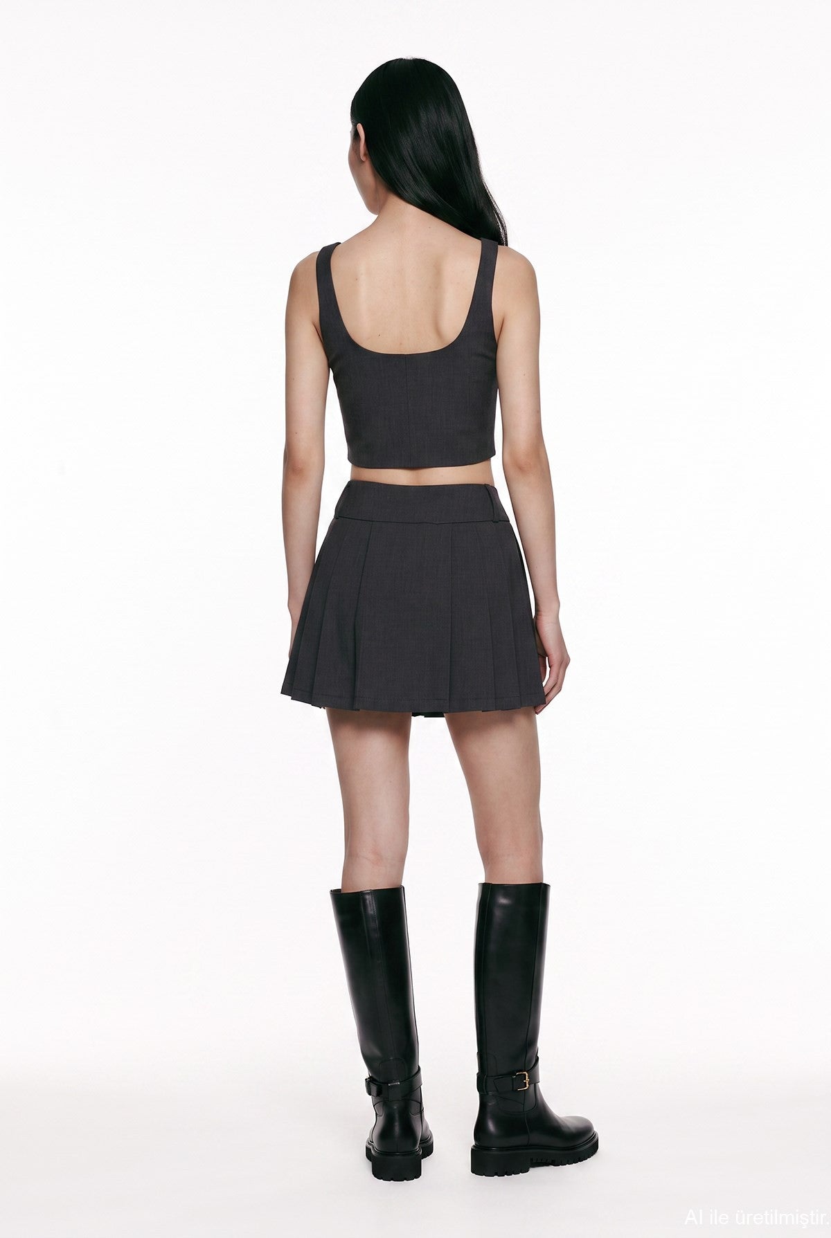 Pleated Graphic Mini Skirt
