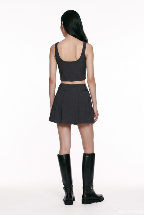 Pleated Graphic Mini Skirt