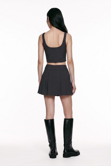 Pleated Graphic Mini Skirt