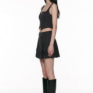 Pleated Graphic Mini Skirt