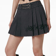 Pleated Graphic Mini Skirt