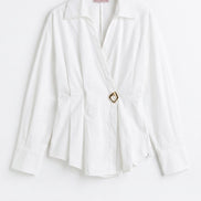 Wrap Buckle-Detail Blouse