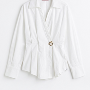 Wrap Buckle-Detail Blouse