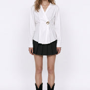 Wrap Buckle-Detail Blouse