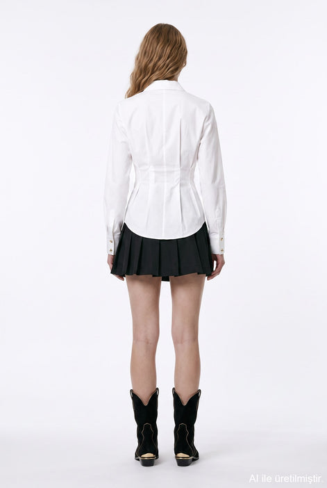 Wrap Buckle-Detail Blouse