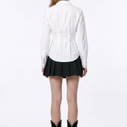 Wrap Buckle-Detail Blouse