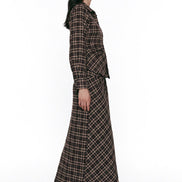 Draped Plaid Midi Skirt