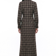Draped Plaid Midi Skirt