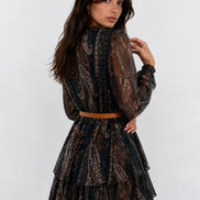 Printed Belted Mini Dress