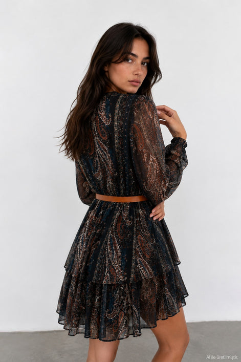 Printed Belted Mini Dress