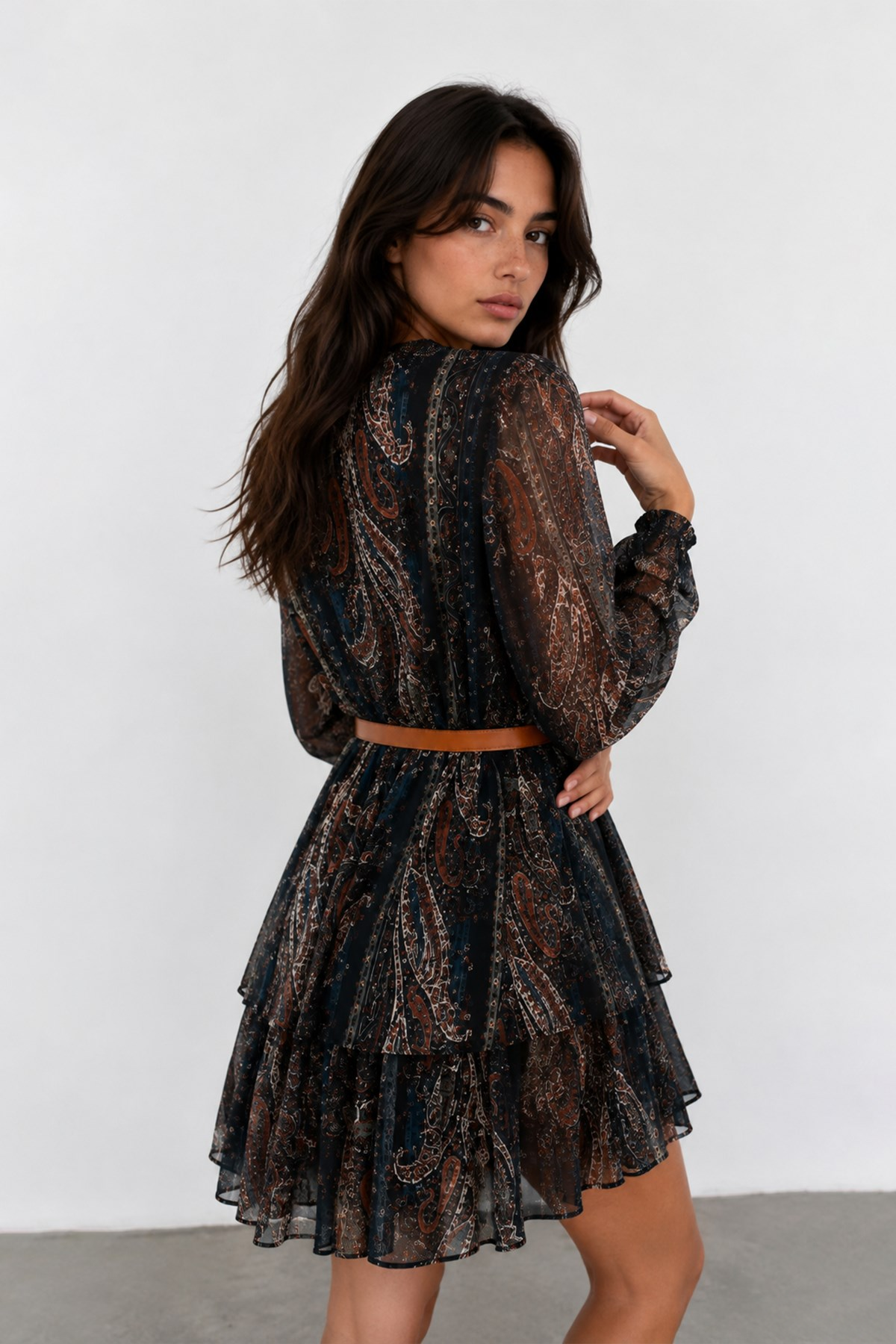 Printed Belted Mini Dress