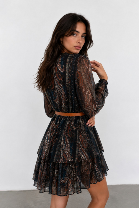 Printed Belted Mini Dress