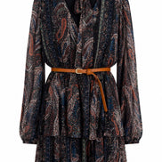 Printed Belted Mini Dress