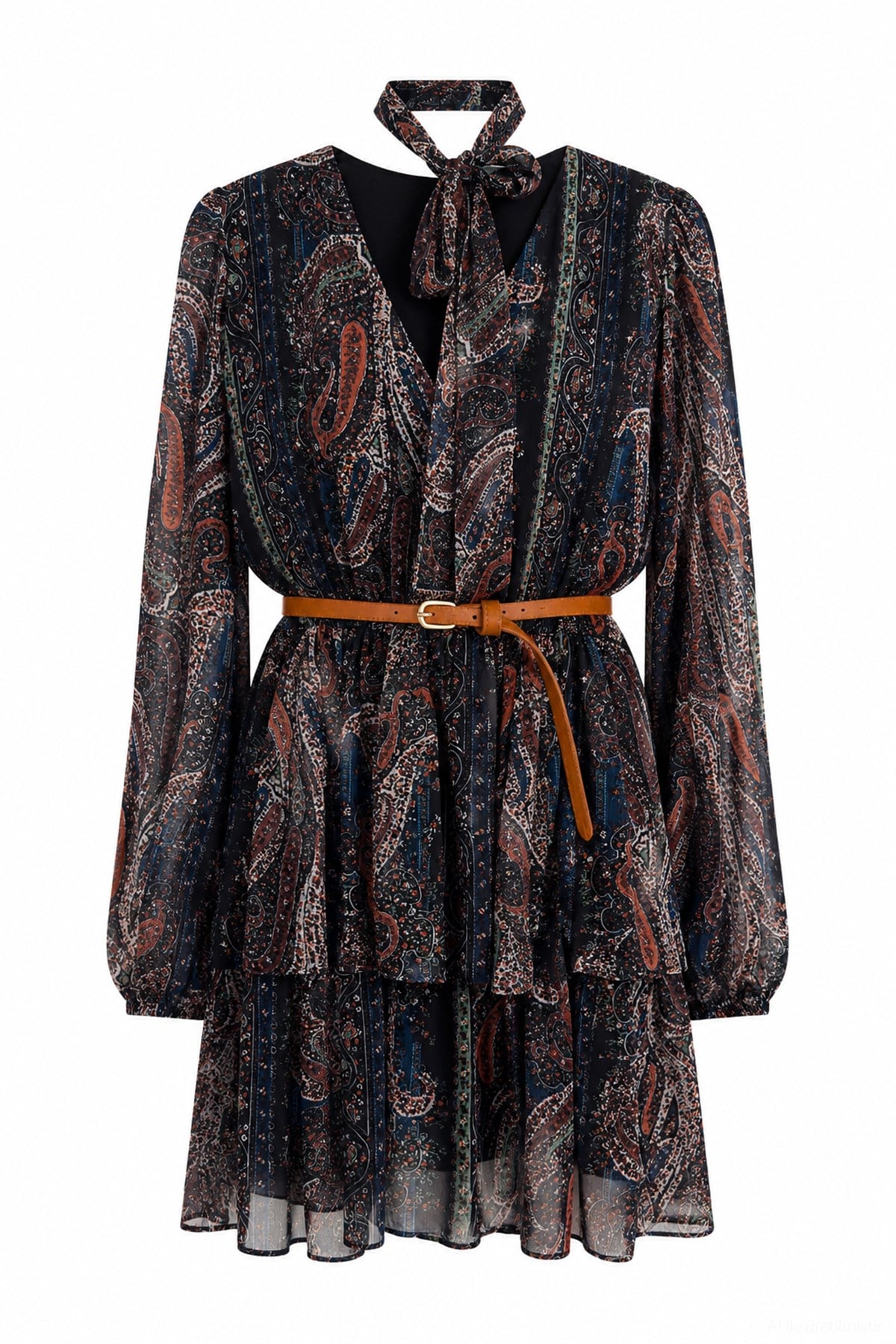 Printed Belted Mini Dress