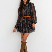 Printed Belted Mini Dress