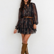 Printed Belted Mini Dress