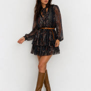 Printed Belted Mini Dress