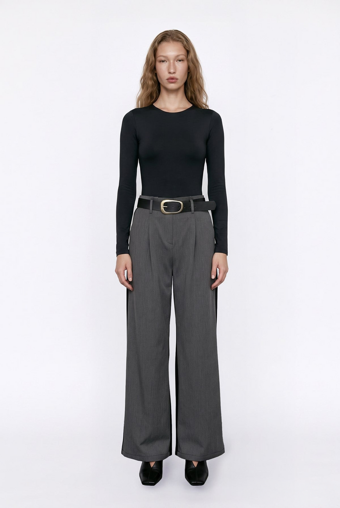 Wide-Leg Belted Trousers