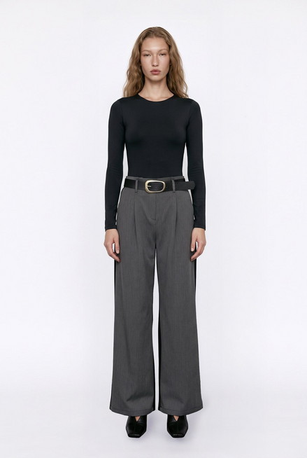 Wide-Leg Belted Trousers