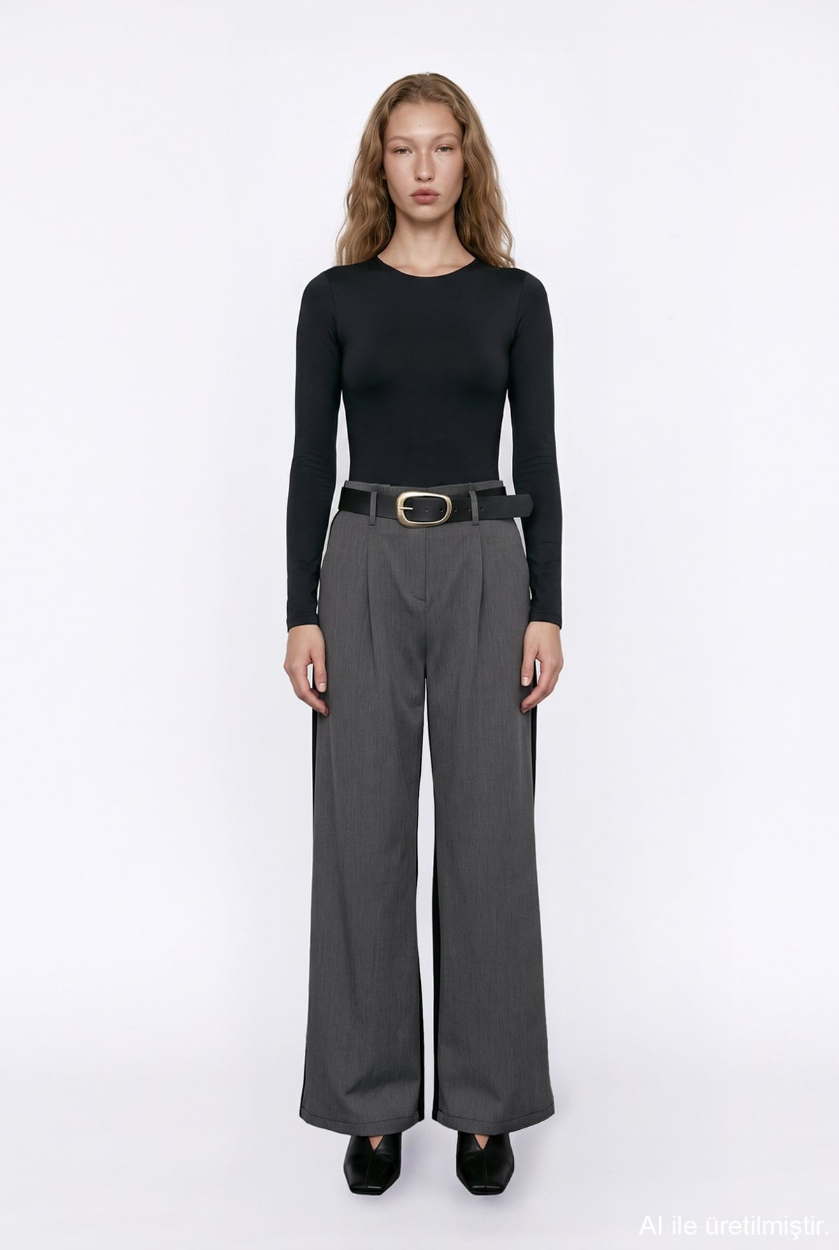 Wide-Leg Belted Trousers