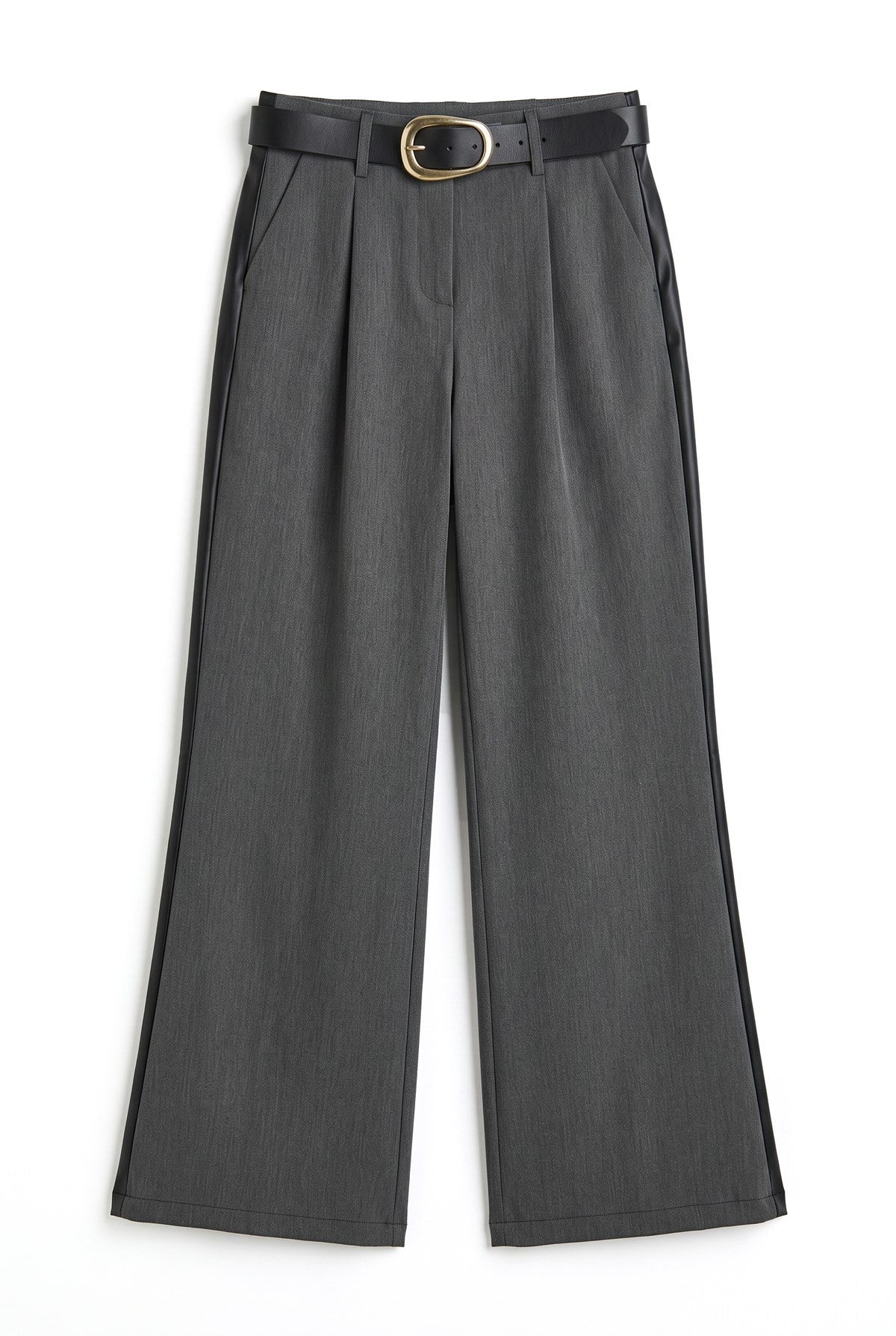 Wide-Leg Belted Trousers