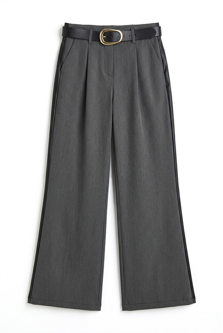Wide-Leg Belted Trousers