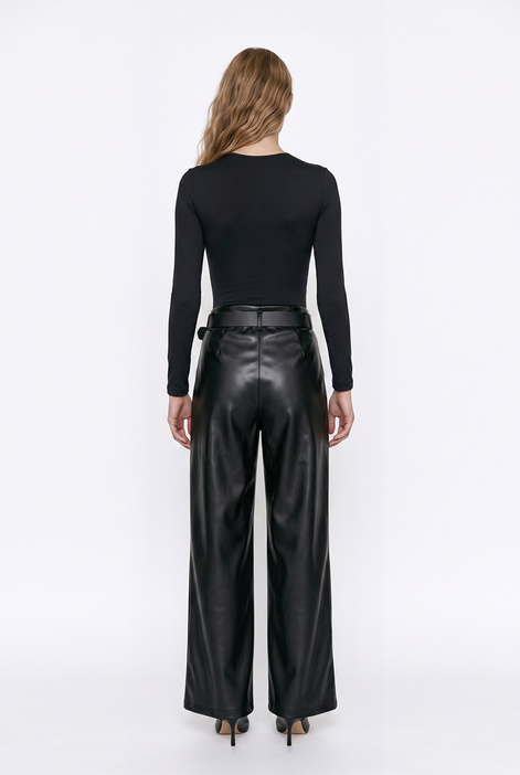 Wide-Leg Belted Trousers