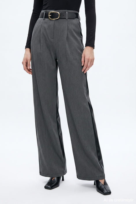 Wide-Leg Belted Trousers
