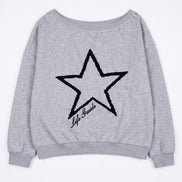 Star Print Off-Shoulder Sweatshirt