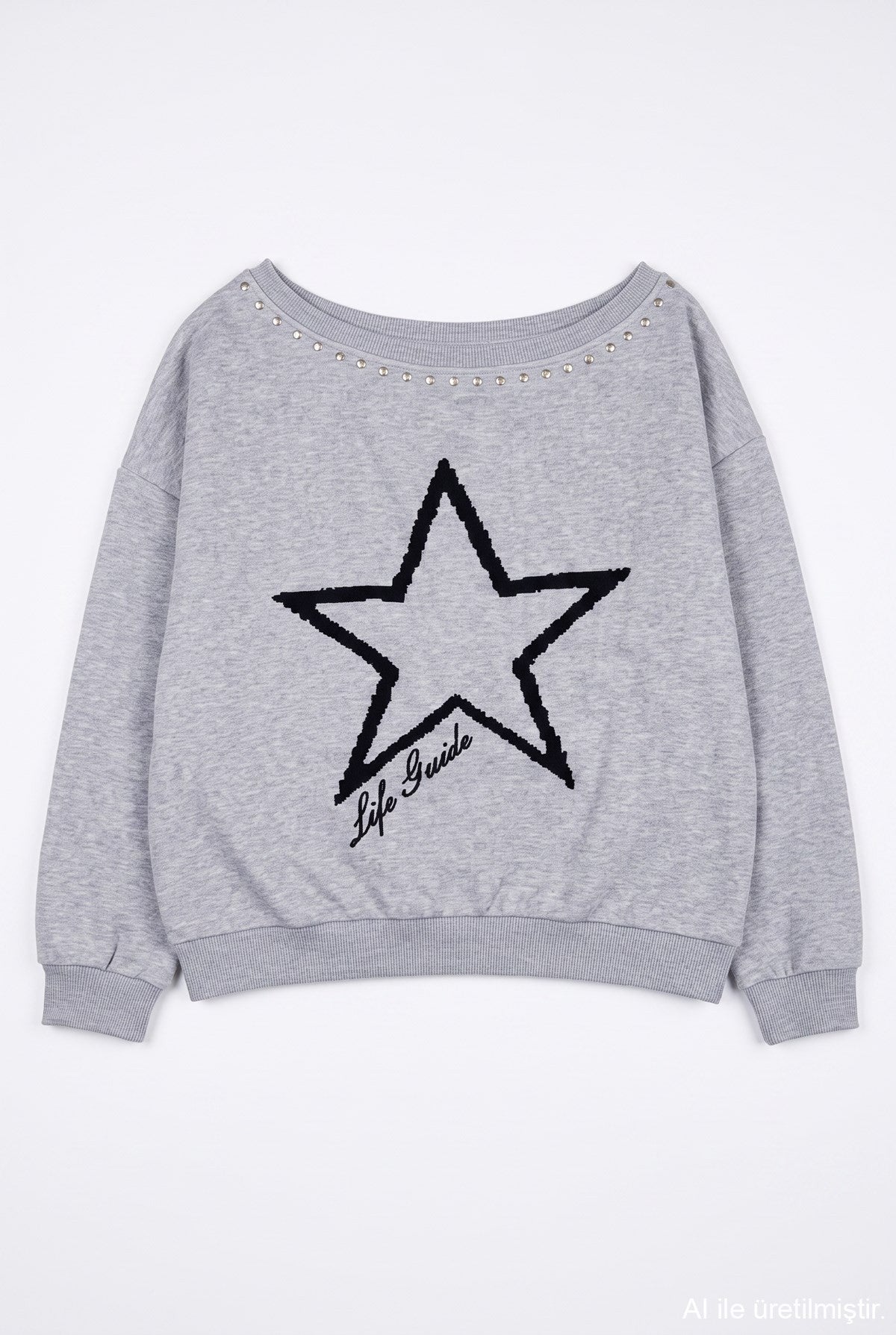 Star Print Off-Shoulder Sweatshirt