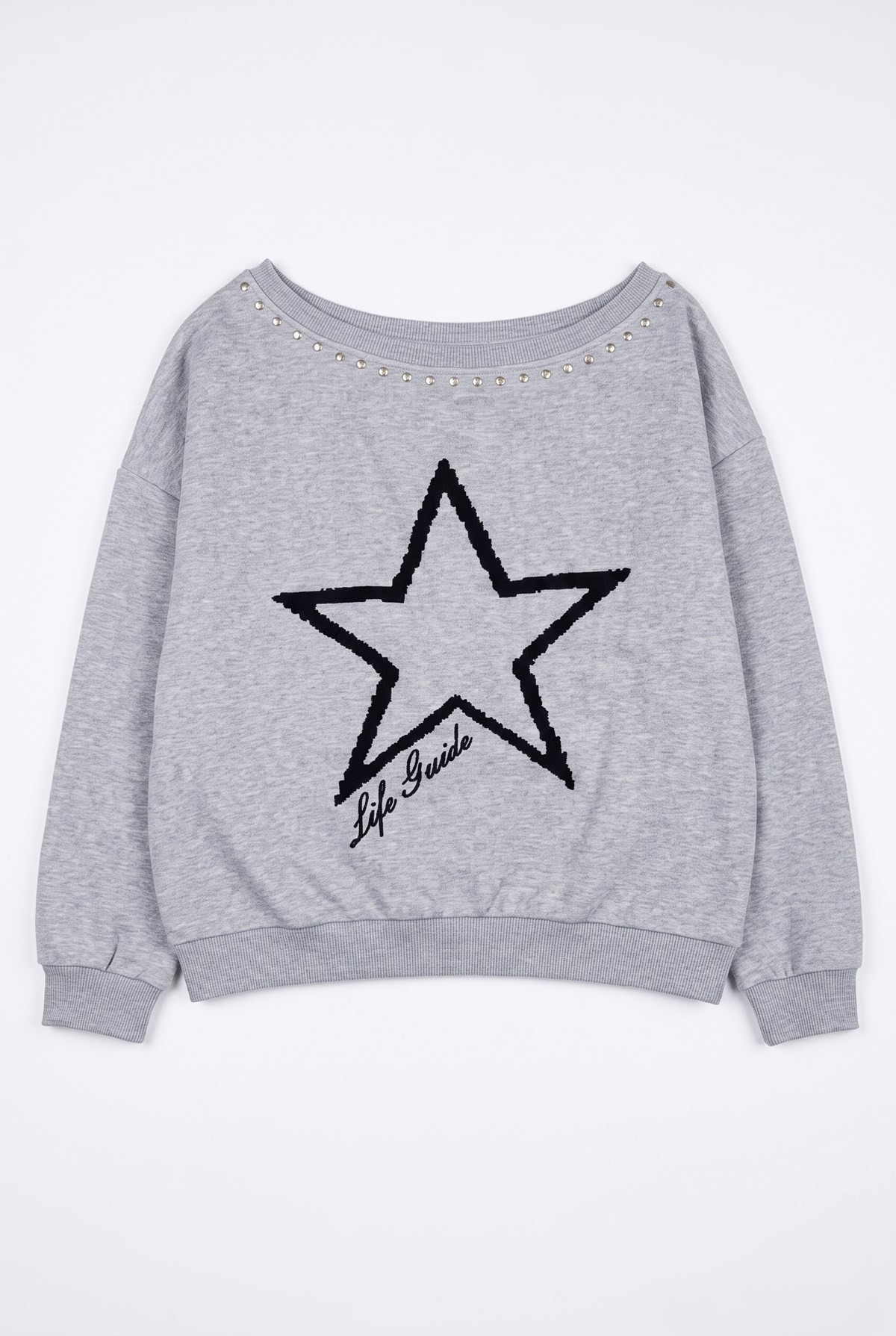 Star Print Off-Shoulder Sweatshirt
