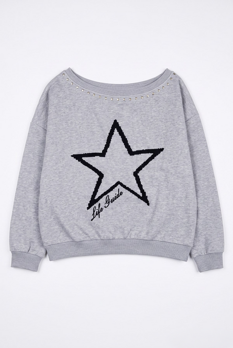 Star Print Off-Shoulder Sweatshirt