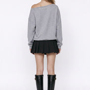 Star Print Off-Shoulder Sweatshirt