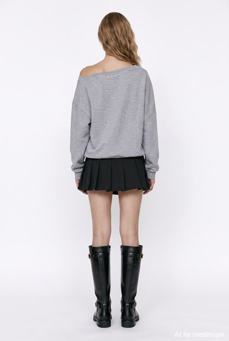 Star Print Off-Shoulder Sweatshirt