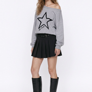 Star Print Off-Shoulder Sweatshirt