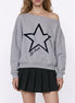 Star Print Off-Shoulder Sweatshirt