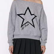 Star Print Off-Shoulder Sweatshirt