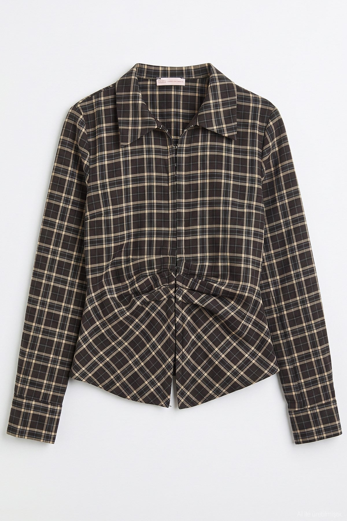 Draped Plaid Shirt