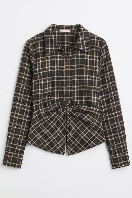Draped Plaid Shirt