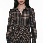 Draped Plaid Shirt